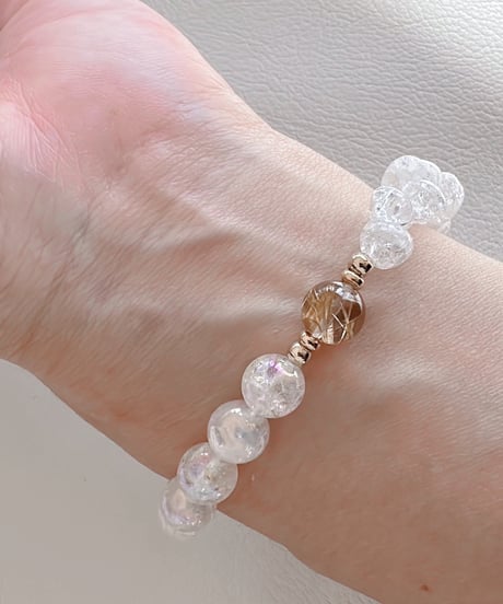 Crackle Quartz × High Quality Golden Rutile × Rainbow Crackle Quartz