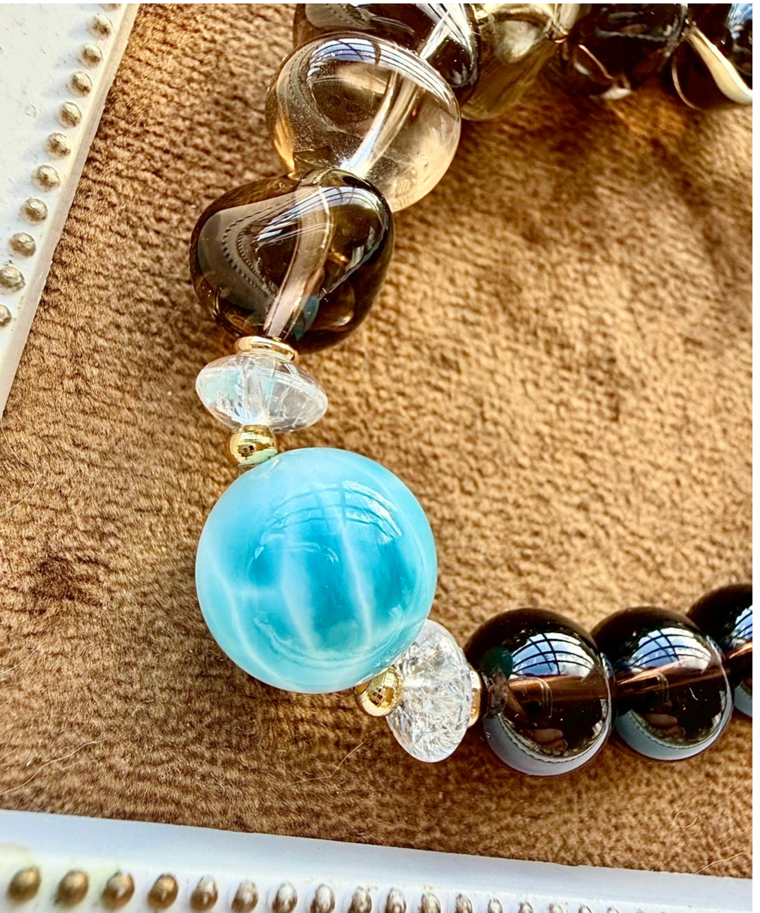 High Quality Larimar × Smoky Quartz × Diamond Q