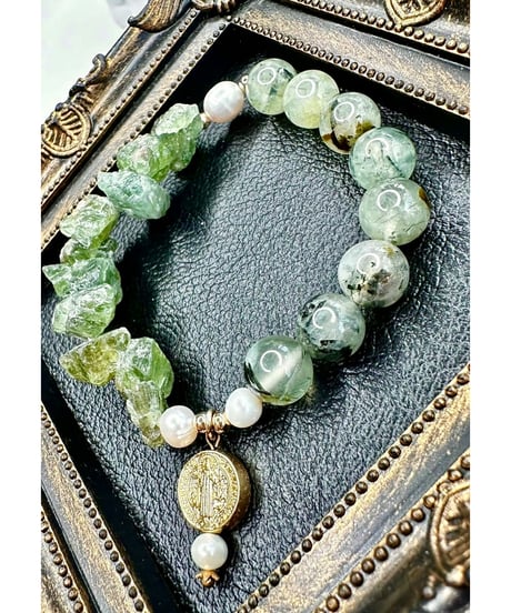 Raw Peridot × Green Prehnite