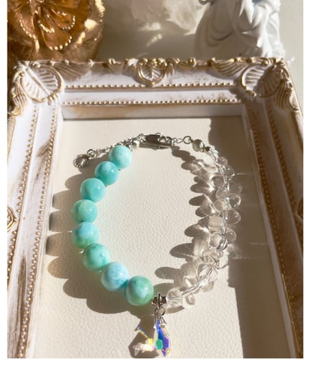 Crystal× Larimar ブレスレット