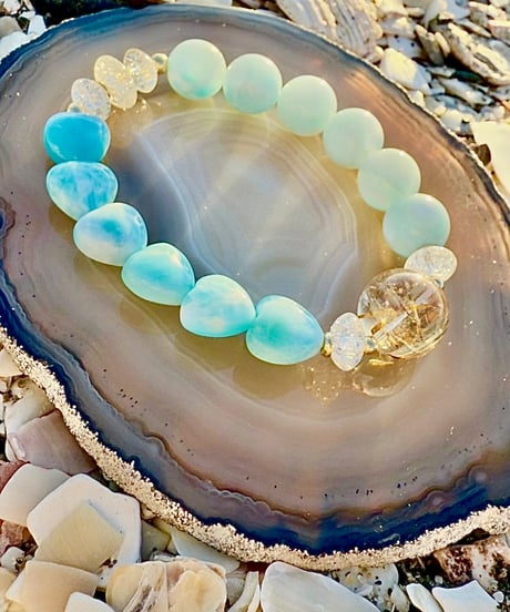 High Quality Golden Rutile Quartz ×Larimar