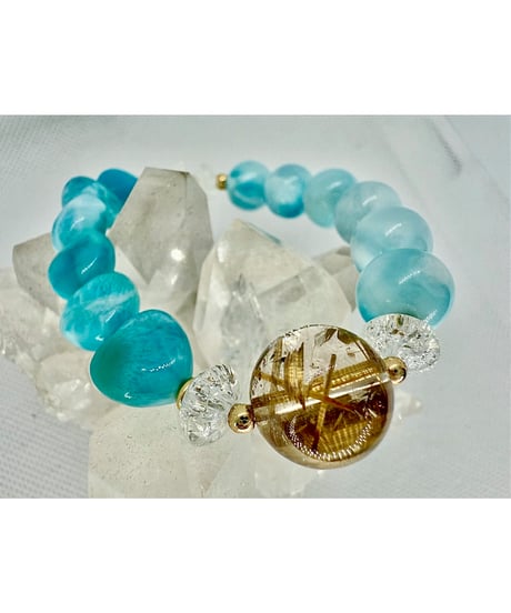 High Quality Golden Rutile Quartz ×Larimar