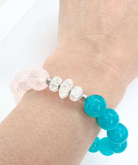 High Quality Amazonite × Crackle Rosequartz　(限定数本）