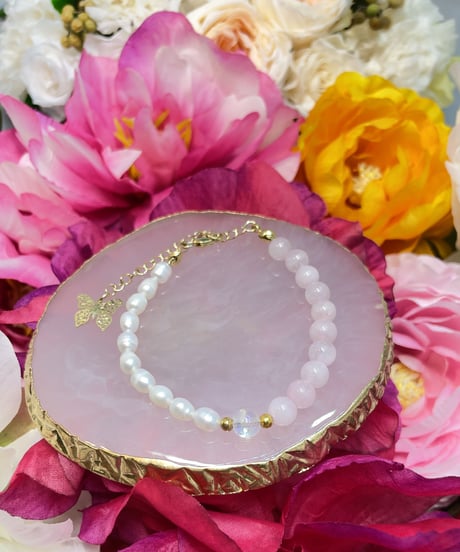 rose quartz× Freshwater pearl ×crystal