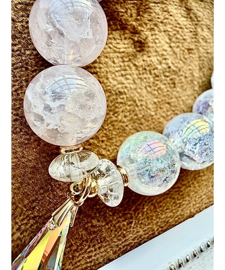 Crackle Rosequartz × Rainbow Crackle Quartz