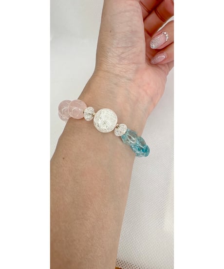 Blue Topaz × Crackle Rosequartz（限定1本）