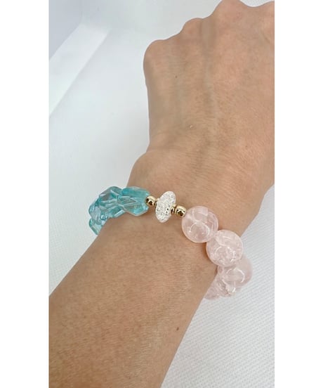 Blue Topaz × Crackle Rosequartz（限定1本）