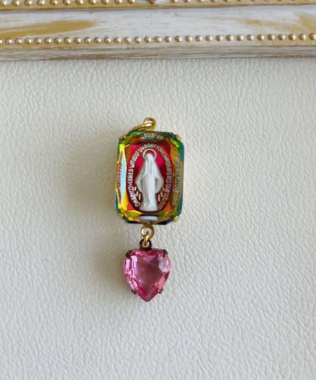 vintage galass （pink Heart）