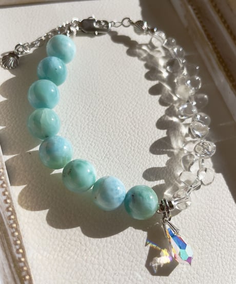 Crystal× Larimar ブレスレット