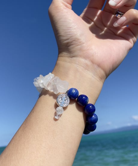 lapis lazuli×crystal （聖ベネディクトのメダイチャーム付）