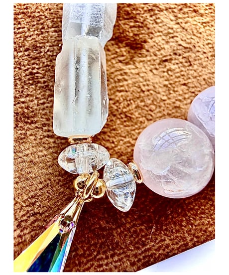Crackle Rosequartz × Crystal Roughrock