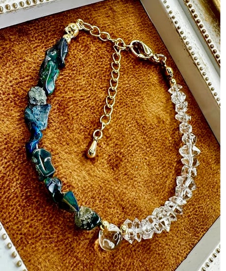 Raw Blue Opal × Herkimer Diamond