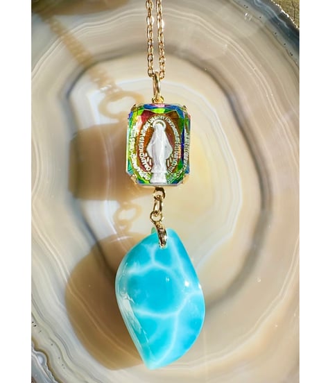 vintage glass × High Quality Larimar （限定１本）