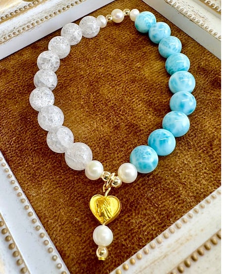 High Quality Larimar × Matte Crackle Quartz