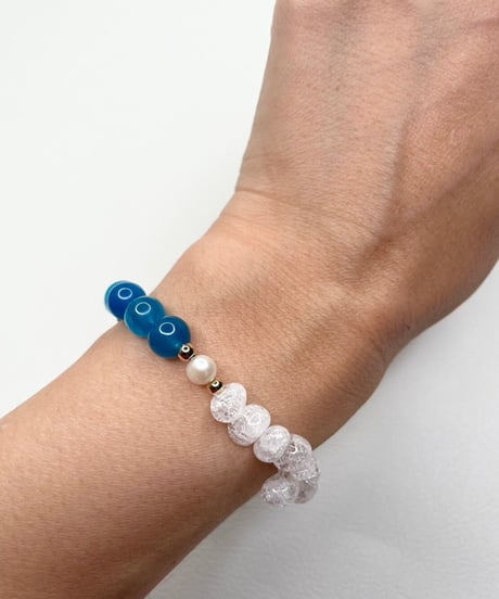 Blue Stripe Agate × Crackle Quartz