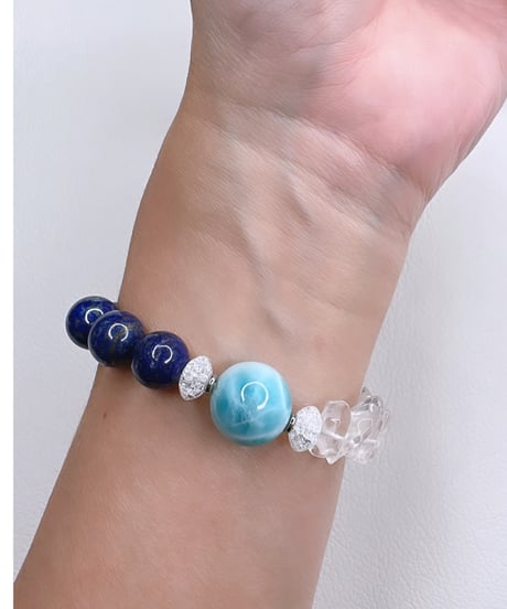 high quality Larimar × high quality Quartz × lapis lazuli