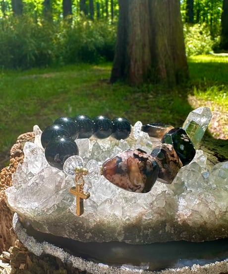 Charry Blossom Agate  × Morion