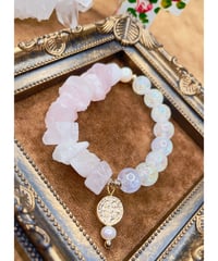 Raw Rosequartz×Rainbow Crackle Quartz