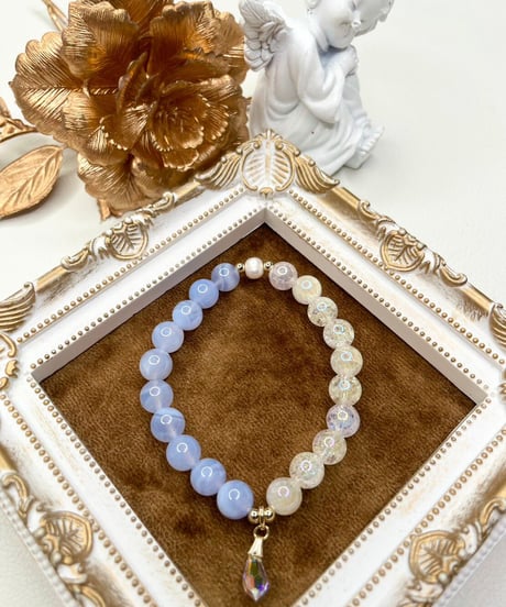 Blue Lace Agate×Rainbow Crackle Quartz
