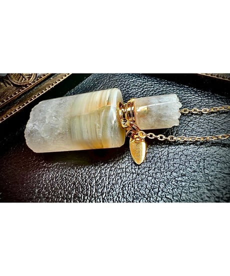 Healing White Agate Bottle Pendant Necklace