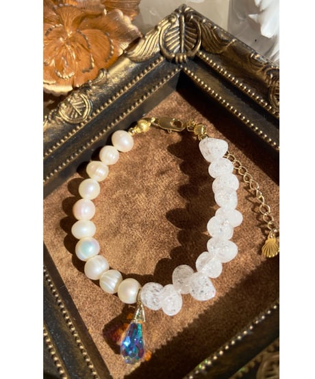 crystal× Freshwater pearl（スワロフスキークリスタルチャーム付）