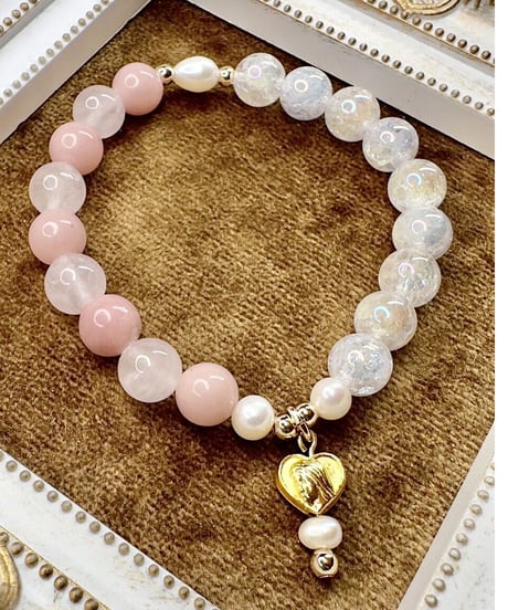 Rosequartz+Pink Opal × Rainbow Crackle Quartz