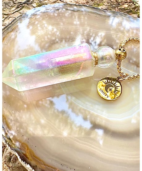 Aura Crystal Point Bottle Necklace Pendant