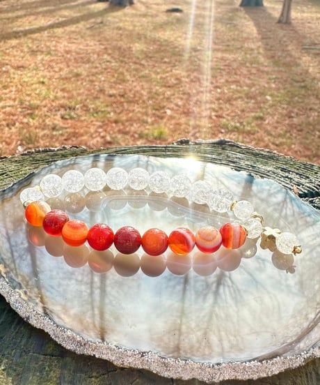 Orange Striped Agate × Crackle Quartz