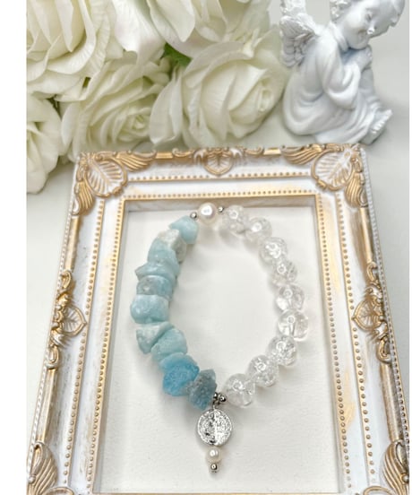 Raw  Aquamarine× Crackle Quartz