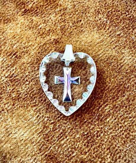 vintage glass heart cross