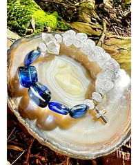 High Quality Blue Sapphire × High Quality Crackle Quartz