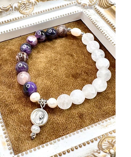 Charoite × Matte Crackle Quartz