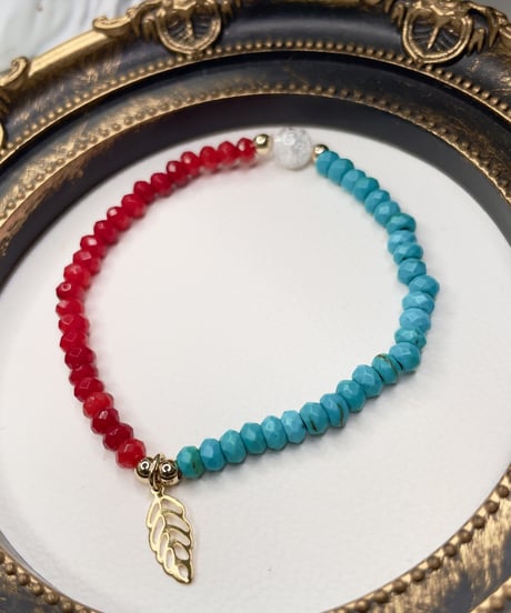 turquoise×Red jade bracelet 2way