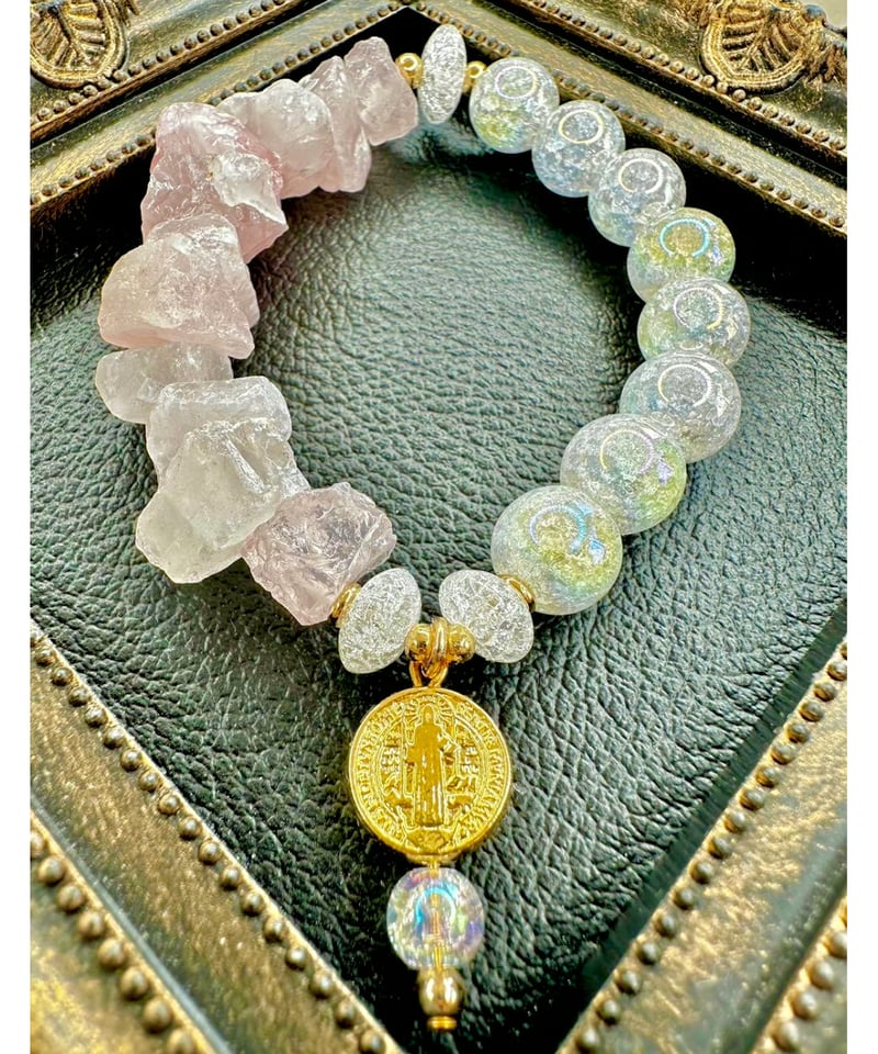 Raw Rosequartz×Rainbow Crackle Quartz | UNITY