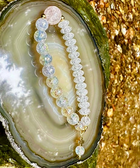 Rainbow Crackle Quartz × Crackle Rosequartz × Crackle Quartz