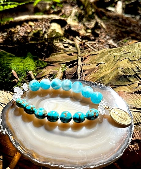 High Quality Larimar × High Quality Kingman Turquoise （one of a kind）