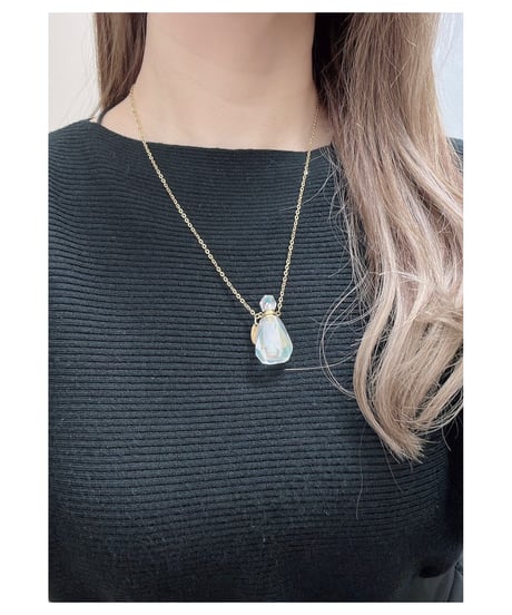Aura Quartz Crystal Bottle Pendant Necklace