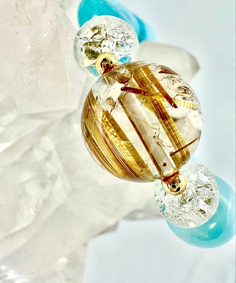 High Quality Golden Rutile Quartz ×Larimar