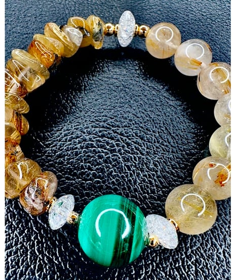 Malachite ✖ Golden Rutile Quartz ✖ Golden Rutile Quartz