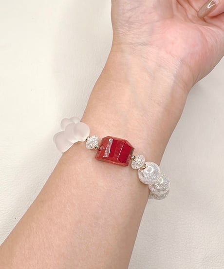 High Quality Ruby × Rainbow Crackle Quartz × Matte Crystal