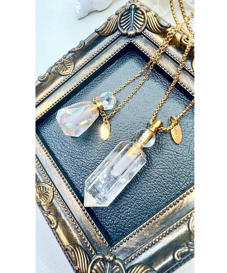 Aura Quartz Crystal Bottle Pendant Necklace
