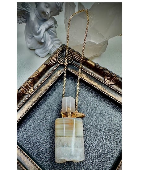 Healing White Agate Bottle Pendant Necklace