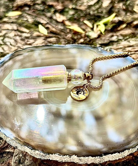 Aura Crystal Point Bottle Necklace Pendant