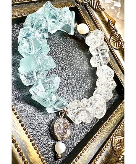 Raw Cyan Crystal × Crackle Quartz