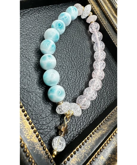 Larimar × Crackle Rosequartz