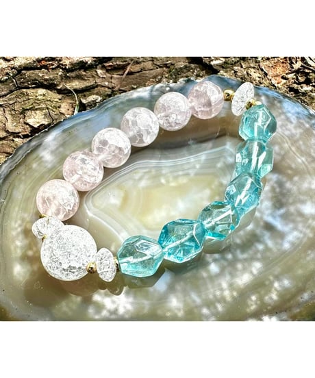 Blue Topaz × Crackle Rosequartz（限定1本）