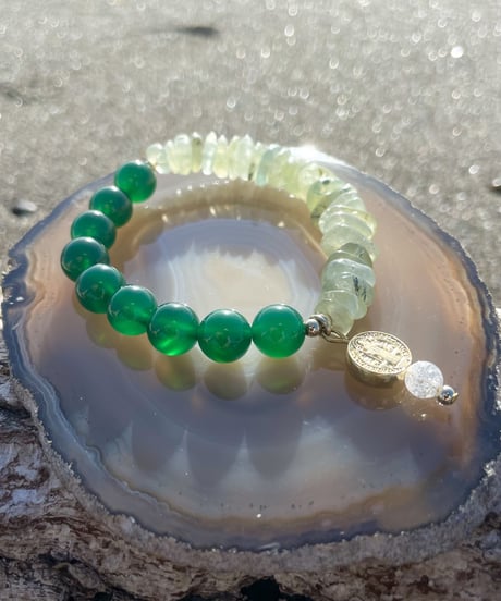 Green Prehnite × Green Stripeagate