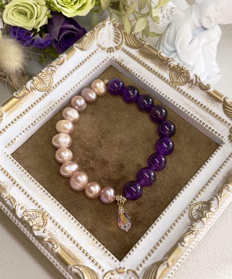amethyst　×   Freshwater pearl