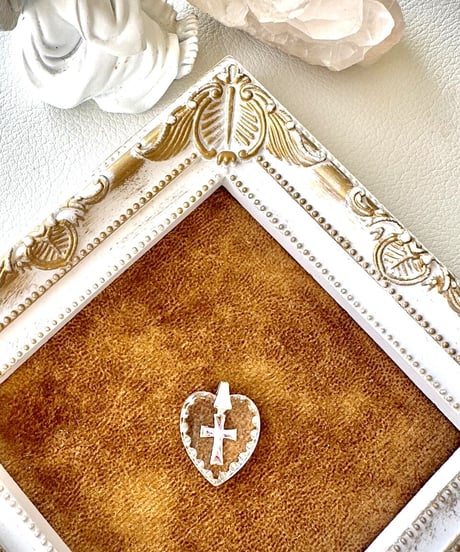 vintage glass heart cross