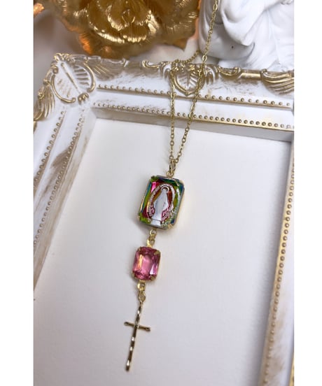 vintage galass （pink×cross）